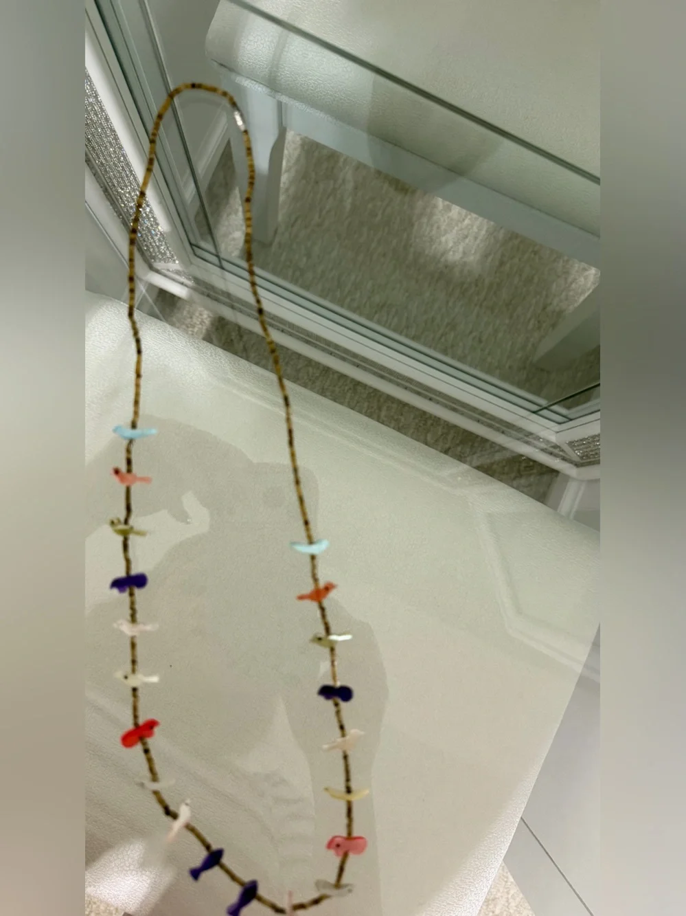 Vintage Native American handcrafted Zuni style bird fetish necklace